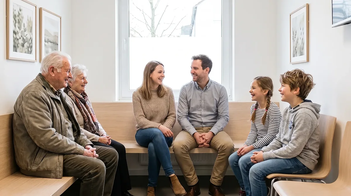 Kinder, Eltern und Großeltern in der Zahnarztpraxis Dr. Kai Hagedorn